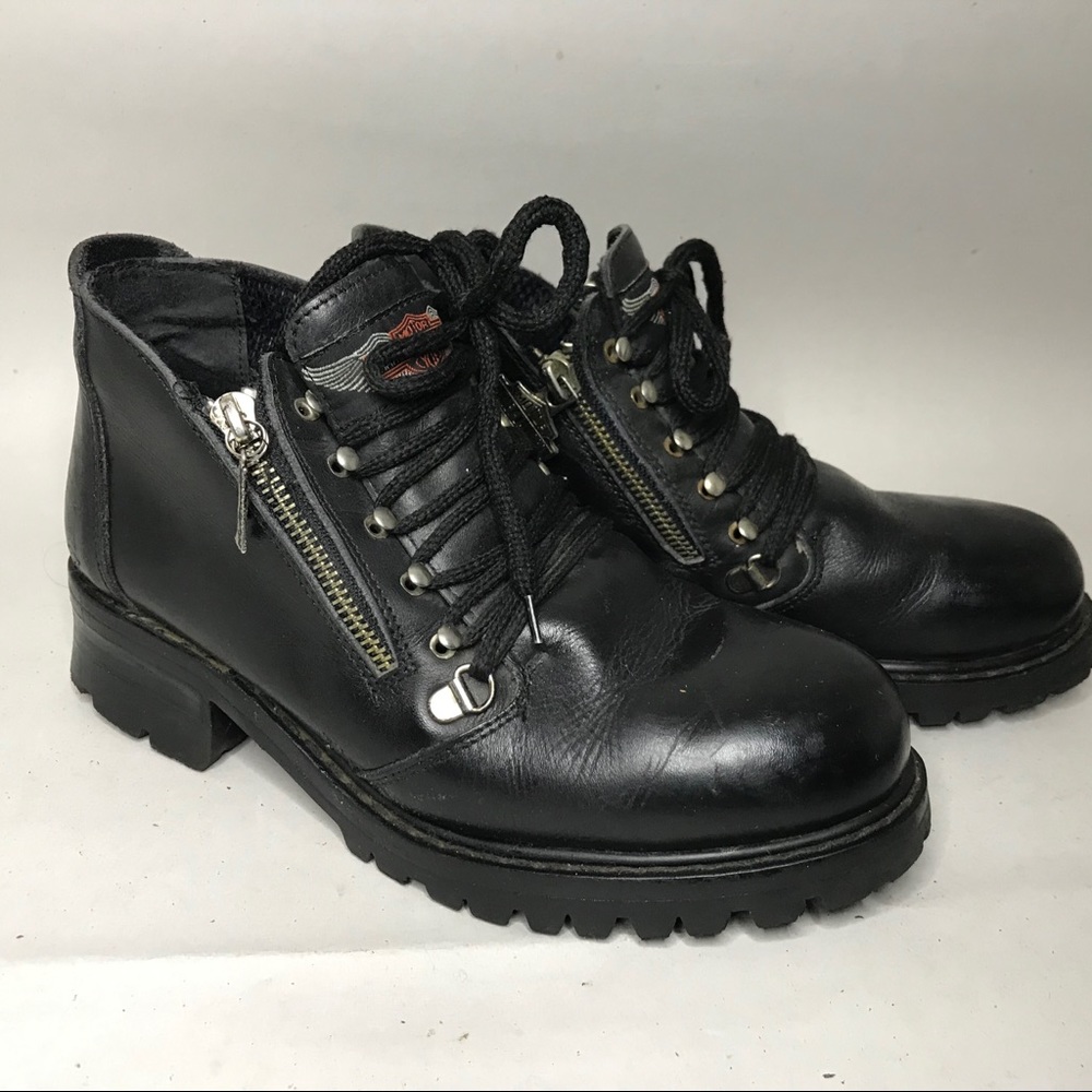 Vintage Harley Davidson Leather Biker Boot Zip 8.5